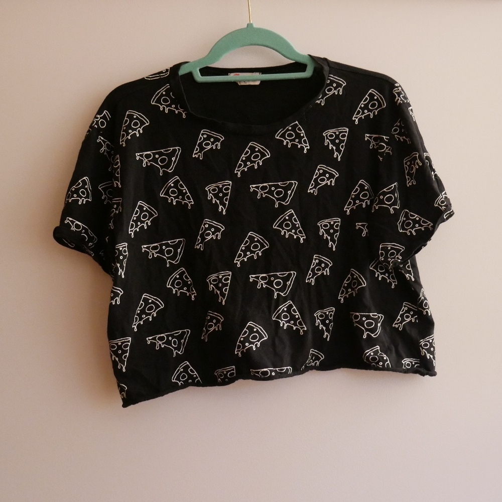Black and White Pizza Crop Top